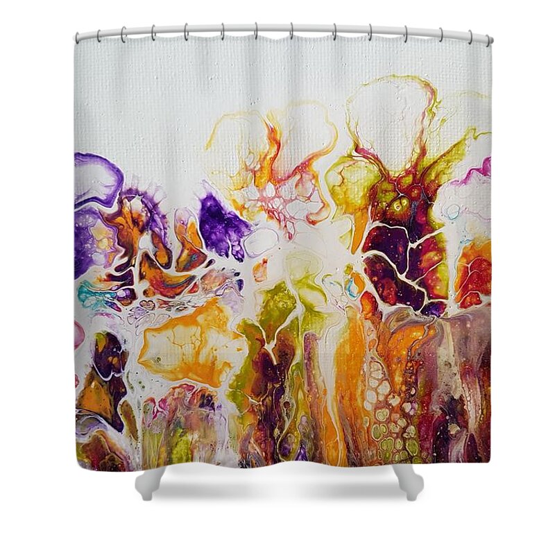 Floral Shower Curtain featuring the painting Summer Splendor by Jo Smoley