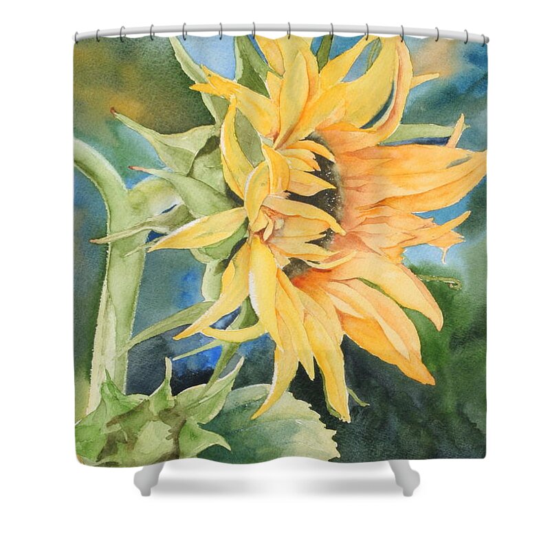 Flower Shower Curtain featuring the painting Summer Sunflower by Marsha Karle