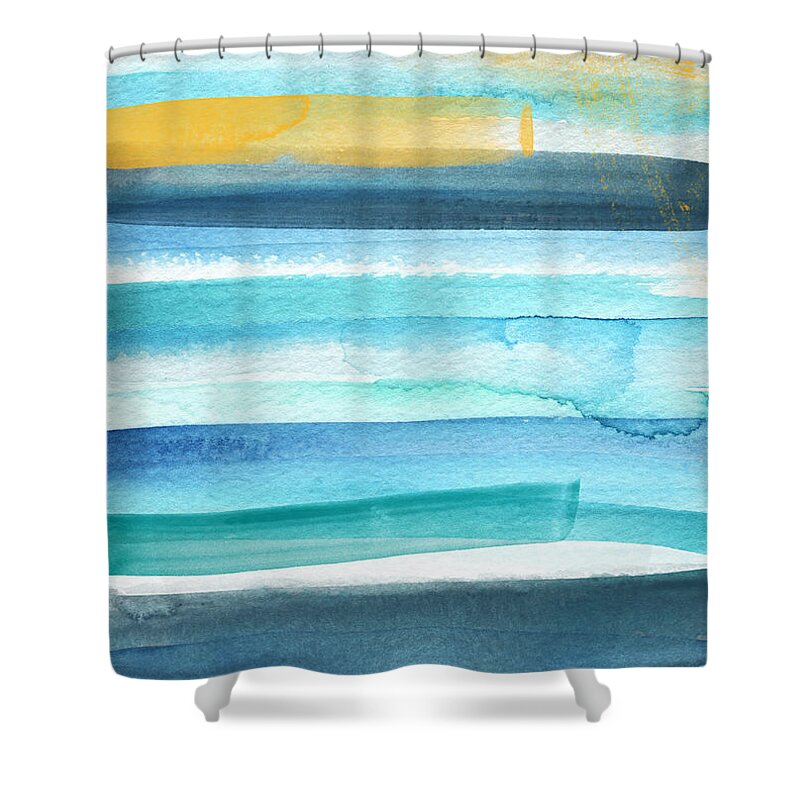 Beach Shower Curtain featuring the mixed media Summer Surf 2- Art by Linda Woods by Linda Woods