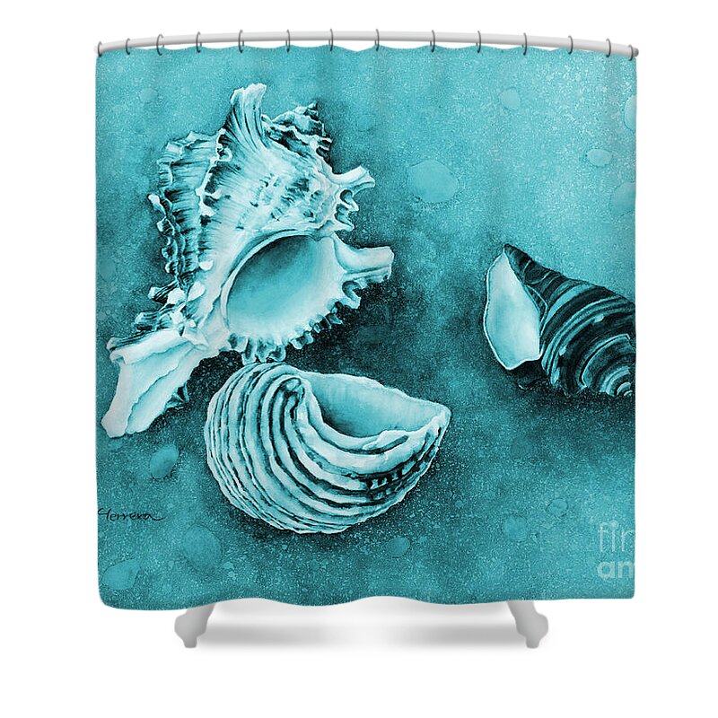 Mono Shower Curtain featuring the painting Summer Whispers in Blue by Hailey E Herrera