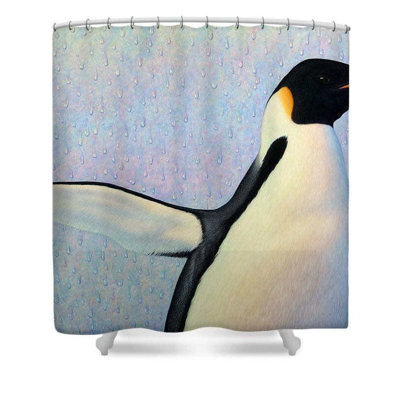 Penguin Shower Curtain featuring the painting Summertime by James W Johnson