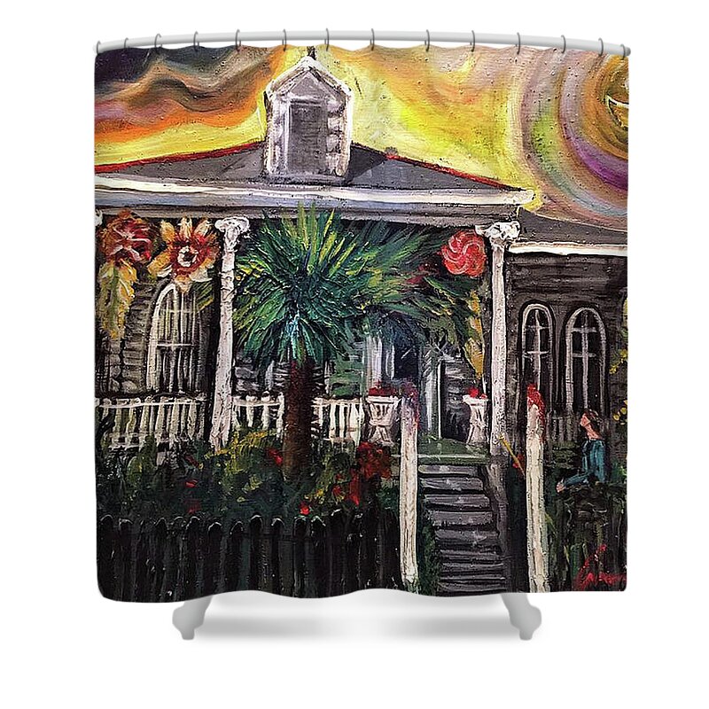 Summertime Shower Curtain featuring the painting Summertime New Orleans by Amzie Adams