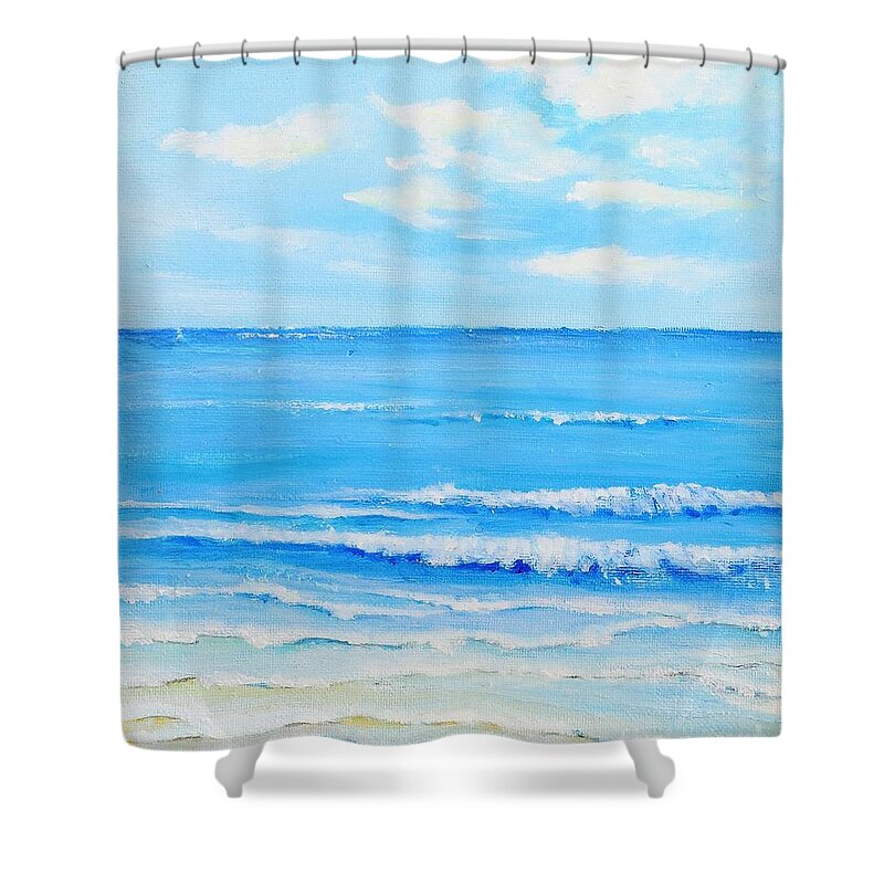Ocean Shower Curtain featuring the painting Summertime by Teresa Wegrzyn
