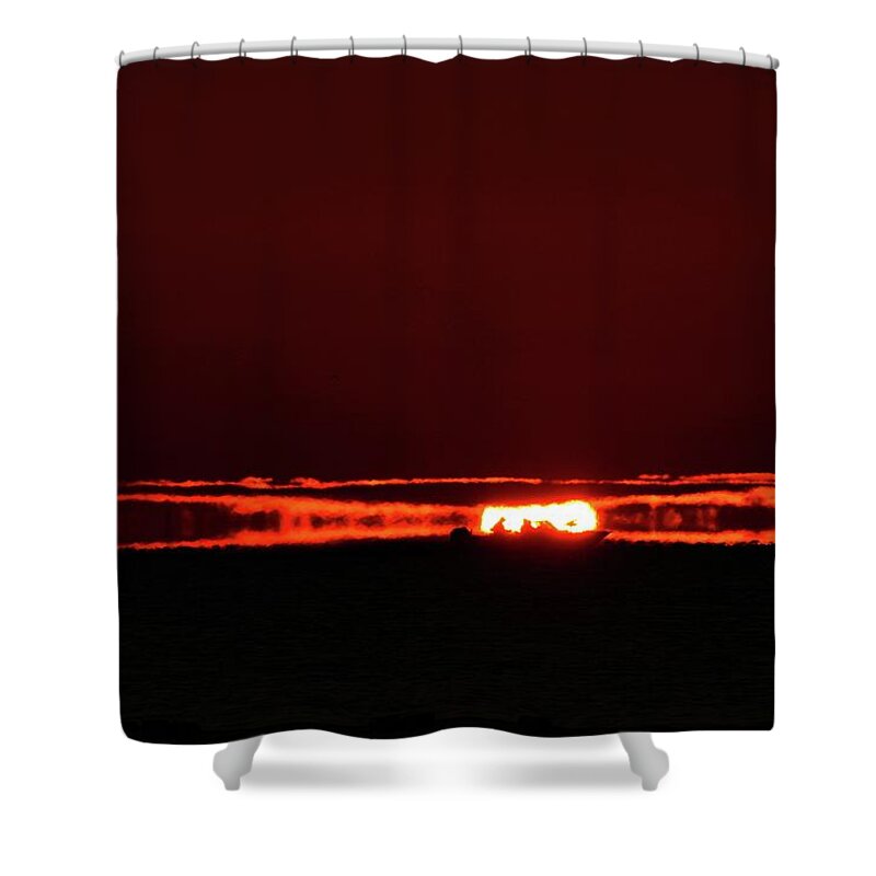 Abstract Shower Curtain featuring the digital art Sun And Boaters Two by Lyle Crump