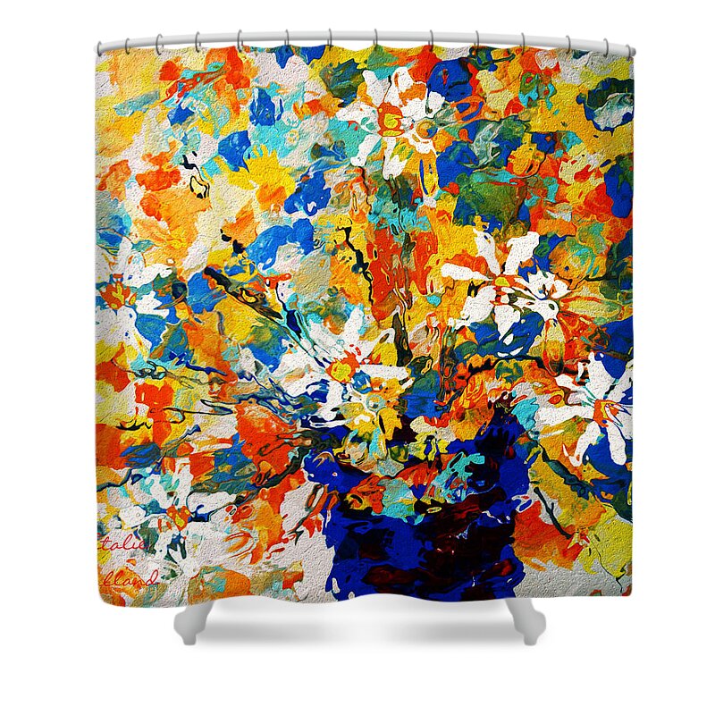 Natalie Holland Art Shower Curtain featuring the painting Sun Glow Bouquet by Natalie Holland