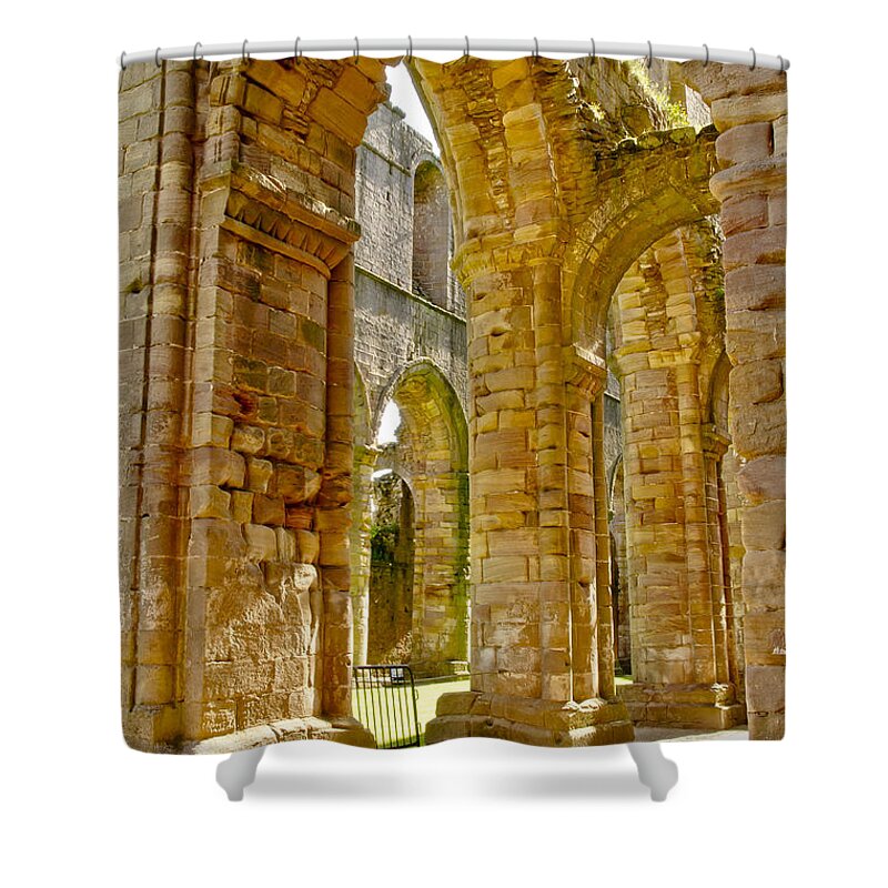 Amber Shower Curtain featuring the photograph Sun in the stone. by Elena Perelman