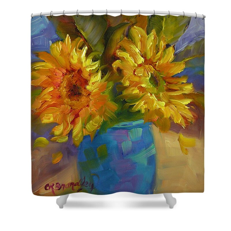 Sunflowers Shower Curtain featuring the painting Sun Kissed by Chris Brandley