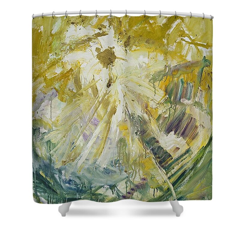 Abstract Expressionist Shower Curtain featuring the painting Sun Rising by Lynne Taetzsch