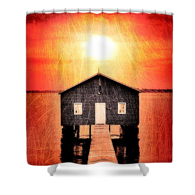 Matilda Bay Boat Shed Shower Curtain featuring the digital art Sun Scars by Az Jackson