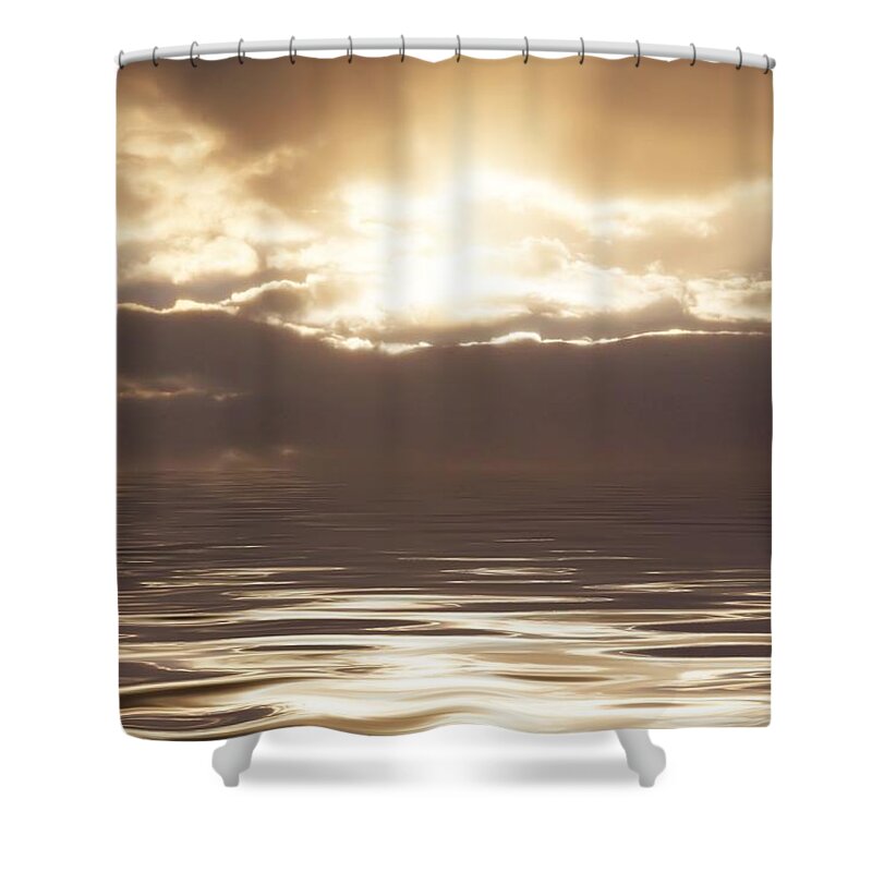Sunrise Shower Curtain featuring the photograph Sunburst Over Water by Bill Cannon
