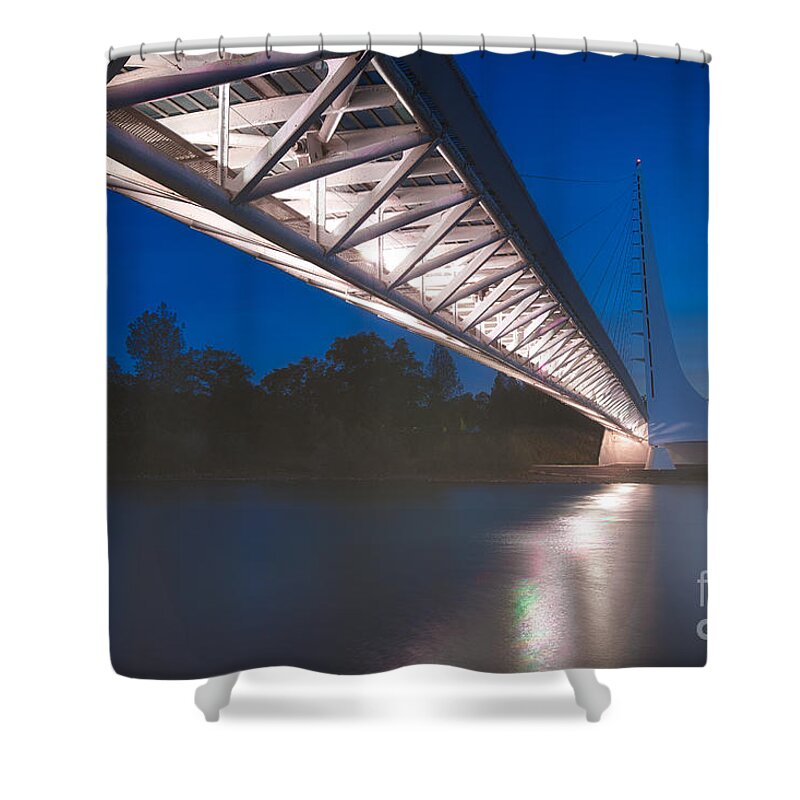 Sundial Bridge Shower Curtain featuring the photograph Sundial Bridge 4 by Anthony Michael Bonafede