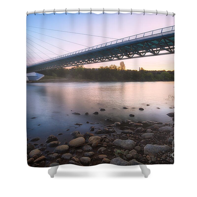 Sundial Bridge Shower Curtain featuring the photograph Sundial Bridge 7 by Anthony Michael Bonafede