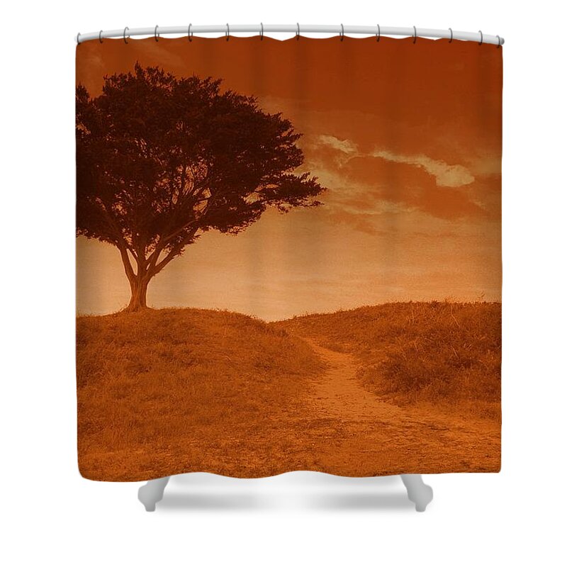 Landscape Shower Curtain featuring the photograph Sundown Alone by Julie Lueders 