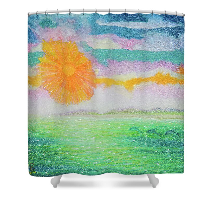 Sun Shower Curtain featuring the painting Sunflare by Lynn Bywaters