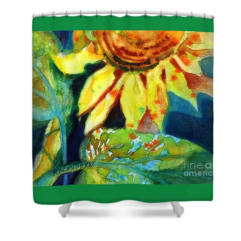 Painting Shower Curtain featuring the painting Sunflower Head 4 by Kathy Braud