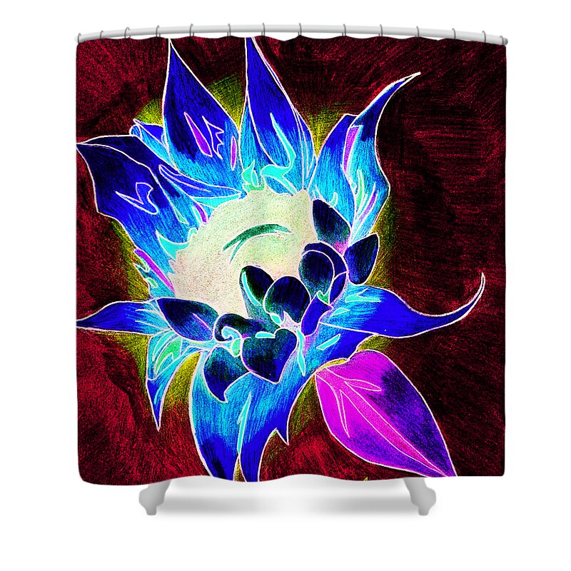Sunflower Shower Curtain featuring the drawing Sunflower by Loretta Nash
