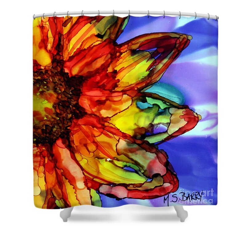 Sunflower Shower Curtain featuring the painting Sunflower by Maria Barry