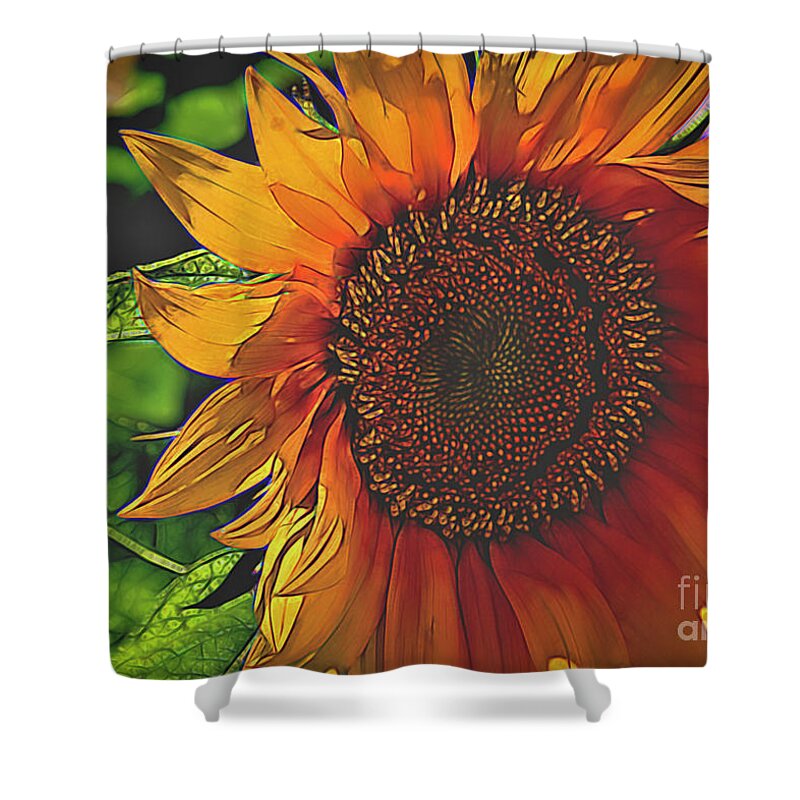 Nature Shower Curtain featuring the painting Sunflower Shadows by Janice Pariza