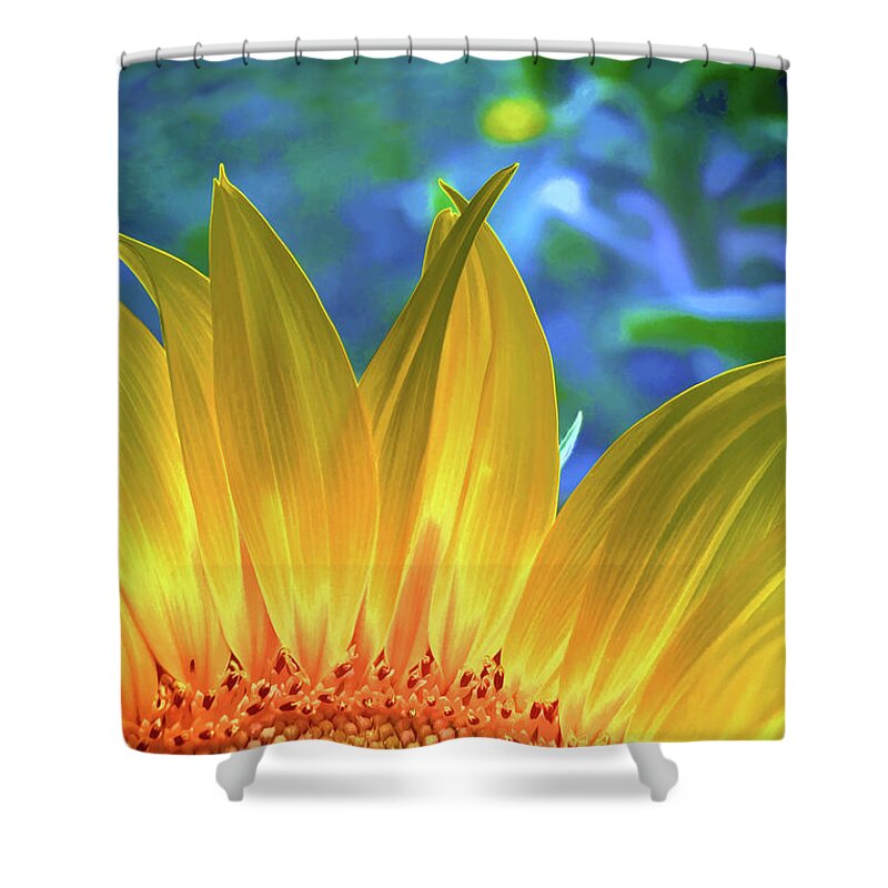 Flower Shower Curtain featuring the digital art Sunflower Sunshine by Pennie McCracken