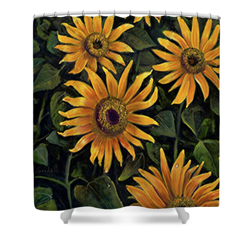 Pillow Shower Curtain featuring the painting Sunflowers 1 by Claudia Goodell