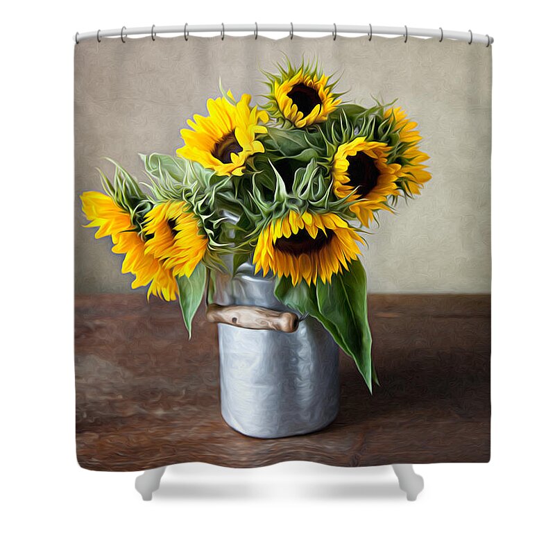 Sunflower Shower Curtain featuring the photograph Sunflowers by Nailia Schwarz