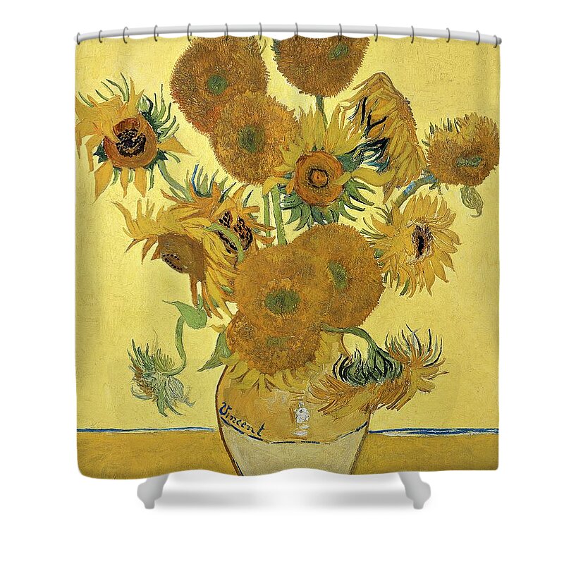 Sunflowers Shower Curtain featuring the painting Sunflowers, 1888 by Vincent Van Gogh