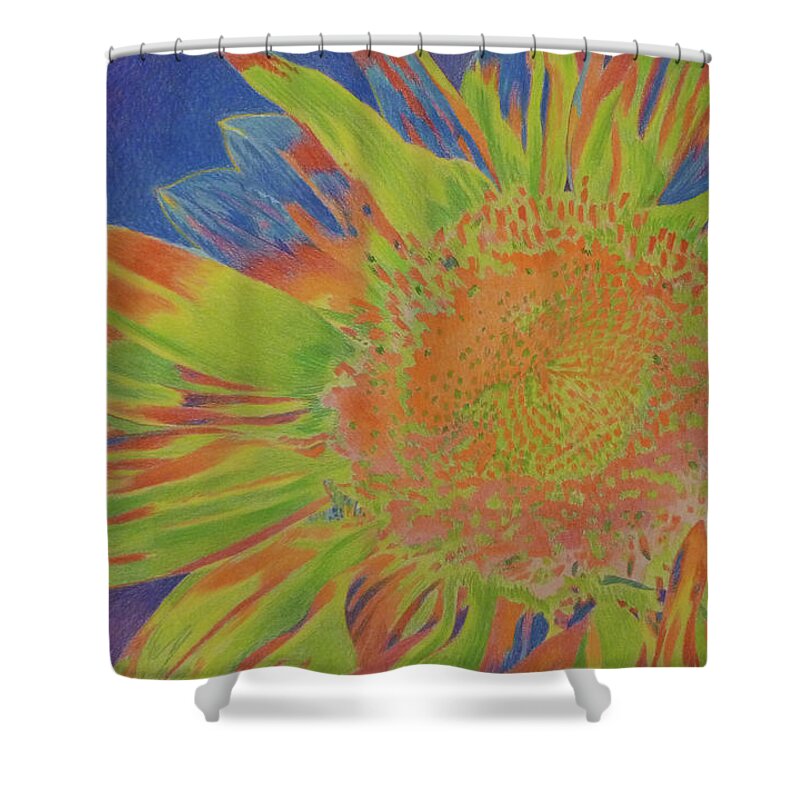 Sunflowers Shower Curtain featuring the pastel Sunjazzed by Cris Fulton