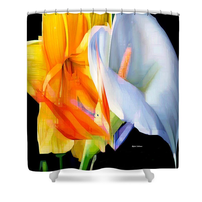 Art Shower Curtain featuring the digital art Sunny Bouquet by Rafael Salazar