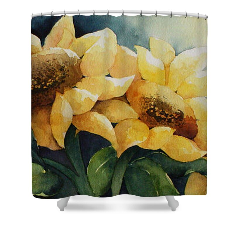 Sunflower Painting Shower Curtain featuring the painting Sunny Buddies by Lael Rutherford