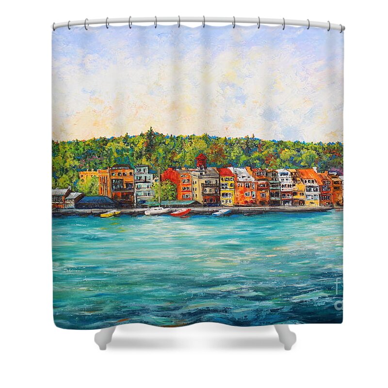 Skaneateles Ny Shower Curtain featuring the painting Summer in Skaneateles NY by Melanie Stanton