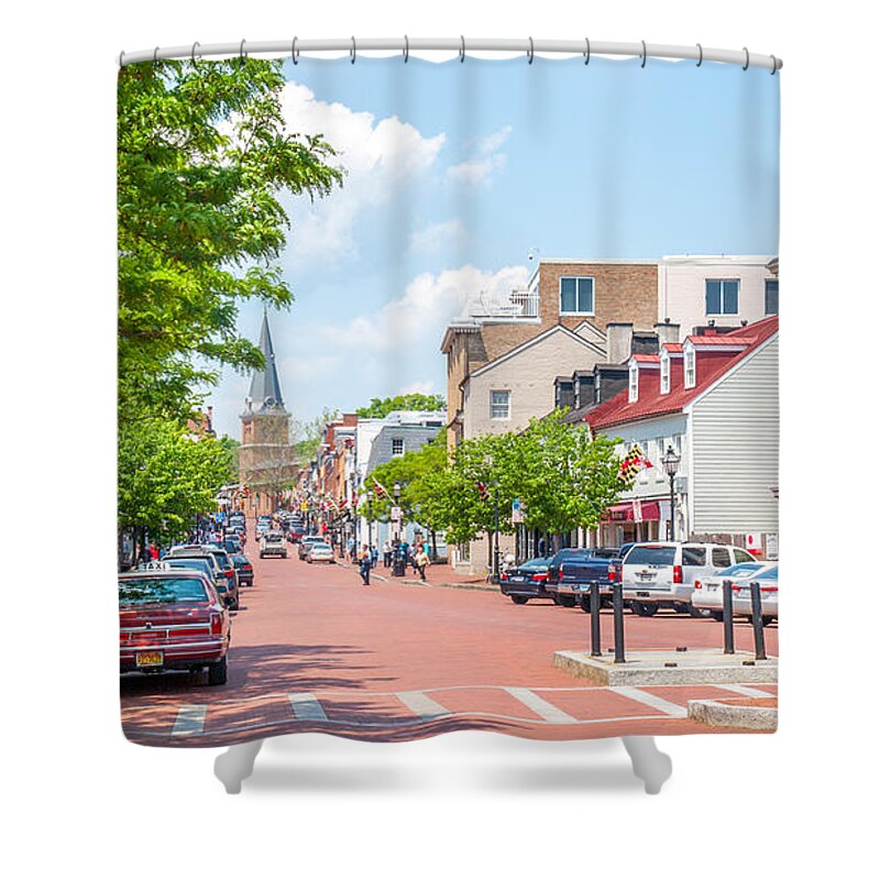 Landscape Shower Curtain featuring the photograph Sunny Day on Main by Charles Kraus