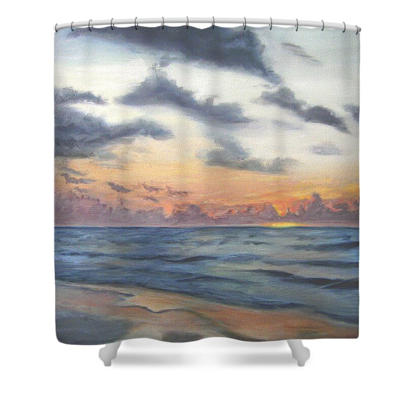 Sunrise Shower Curtain featuring the painting Sunrise 02 by Adam Johnson