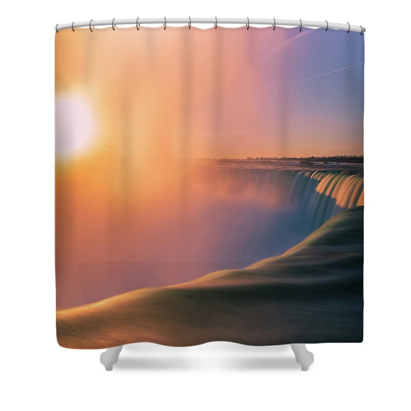 Niagara Falls Shower Curtain featuring the photograph Sunrise above Niagara Falls by Jay Smith
