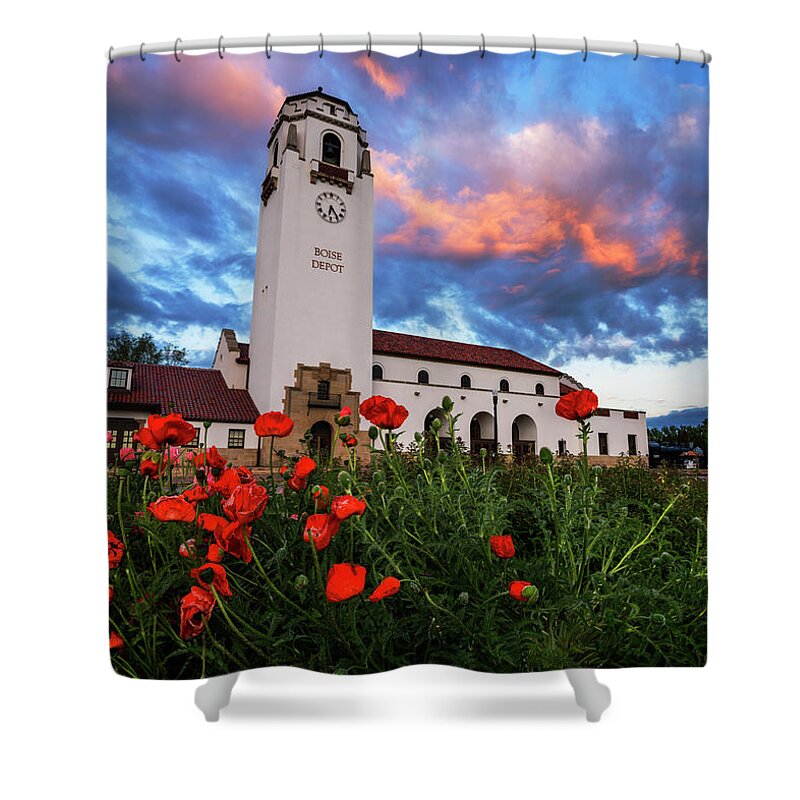 Boise Depot Shower Curtain featuring the photograph Sunrise at Boise Depot in Boise Idaho USA by Vishwanath Bhat