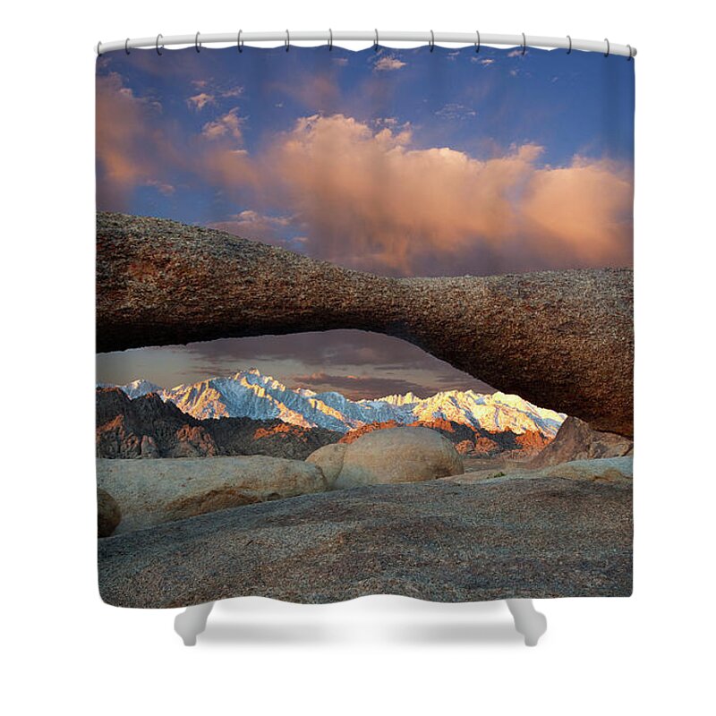 Landscape Photography Shower Curtain featuring the photograph Sunrise at Lathe Arch by Keith Kapple