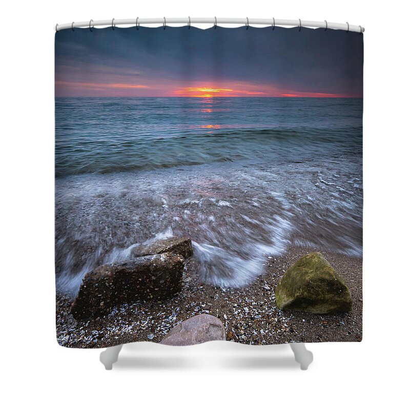Sunrise Shower Curtain featuring the photograph Sunrise at Sandpoint Beach by Cale Best