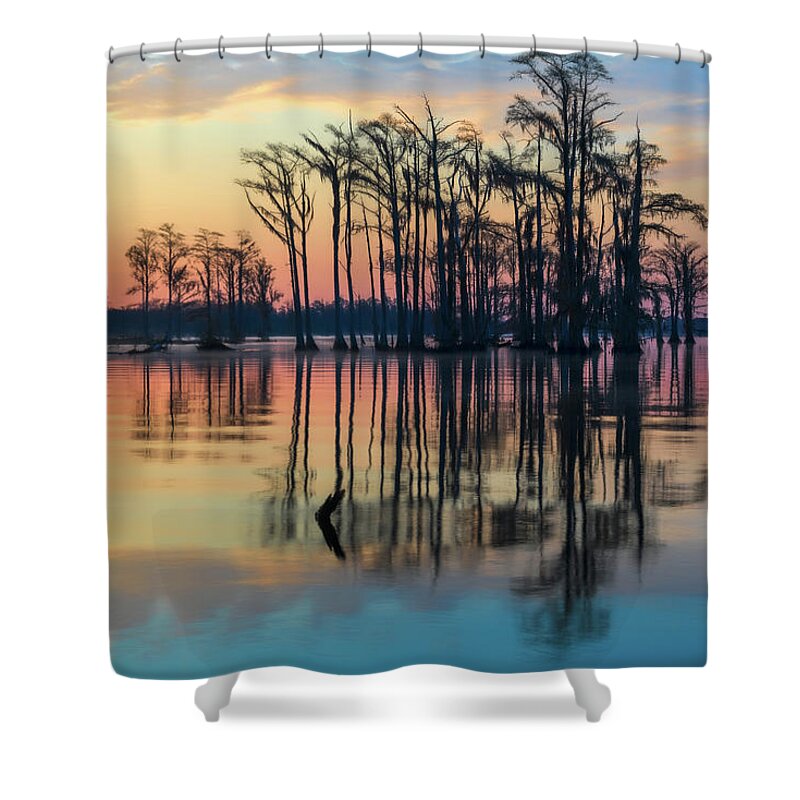 Photograph Shower Curtain featuring the photograph Sunrise, Bald Cypress of NC by Cindy Lark Hartman