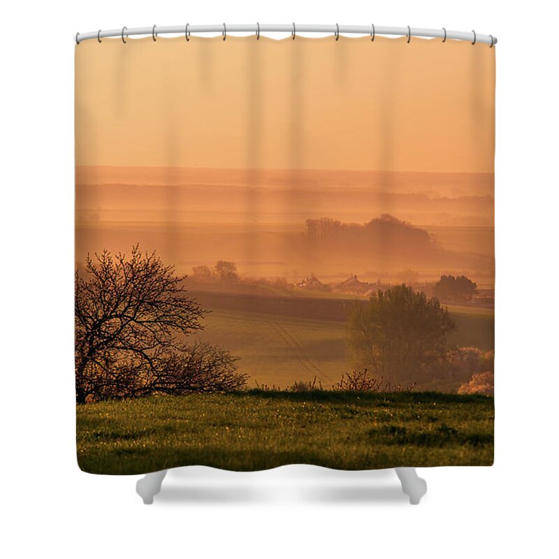 Jenny Rainbow Fine Art Photography Shower Curtain featuring the photograph Sunrise Foggy Valley by Jenny Rainbow