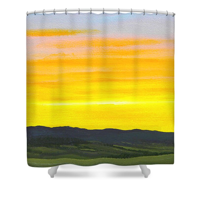 Sunrise Shower Curtain featuring the painting Sunrise by Frank Wilson