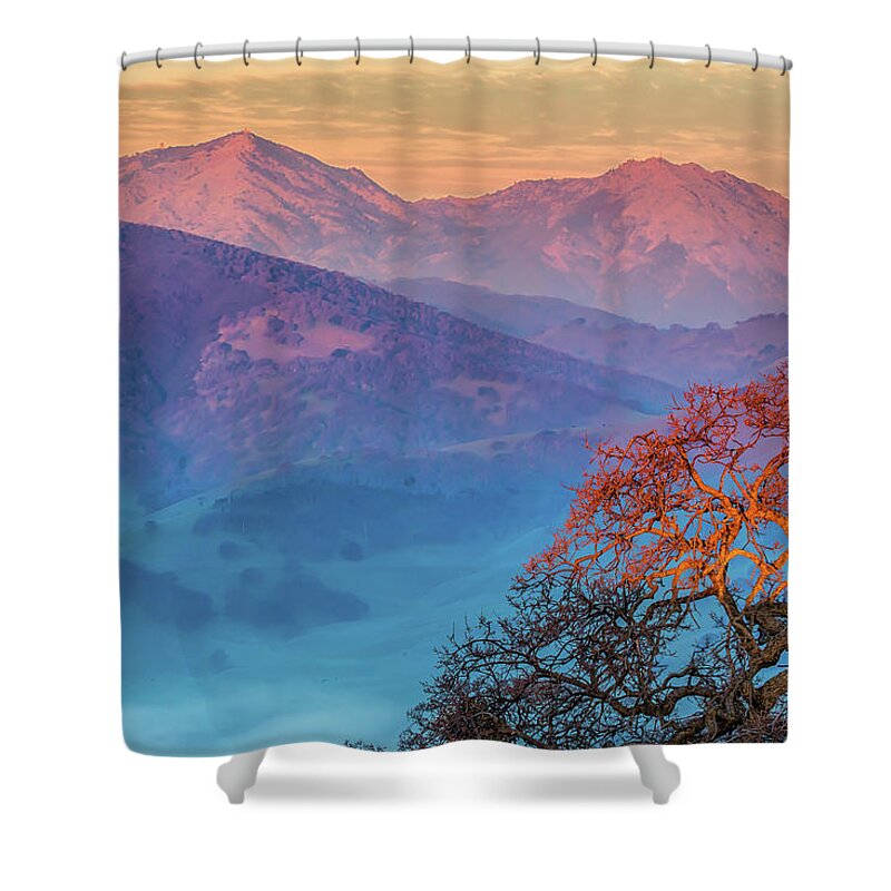 Landscape Shower Curtain featuring the photograph Sunrise Light on Mt. Diablo by Marc Crumpler
