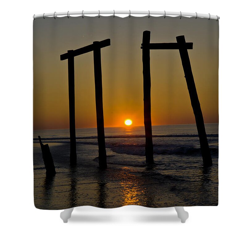 Portrait Shower Curtain featuring the photograph Sunrise at Ocean City by Louis Dallara