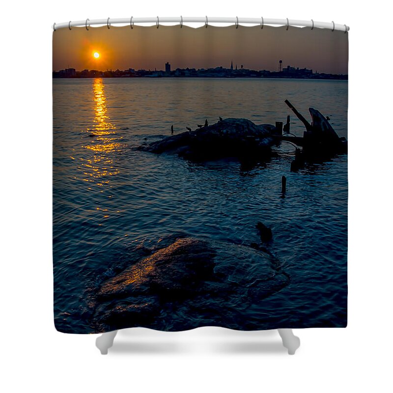 Sunrise Shower Curtain featuring the photograph Sunrise Over Brooklyn by James Aiken