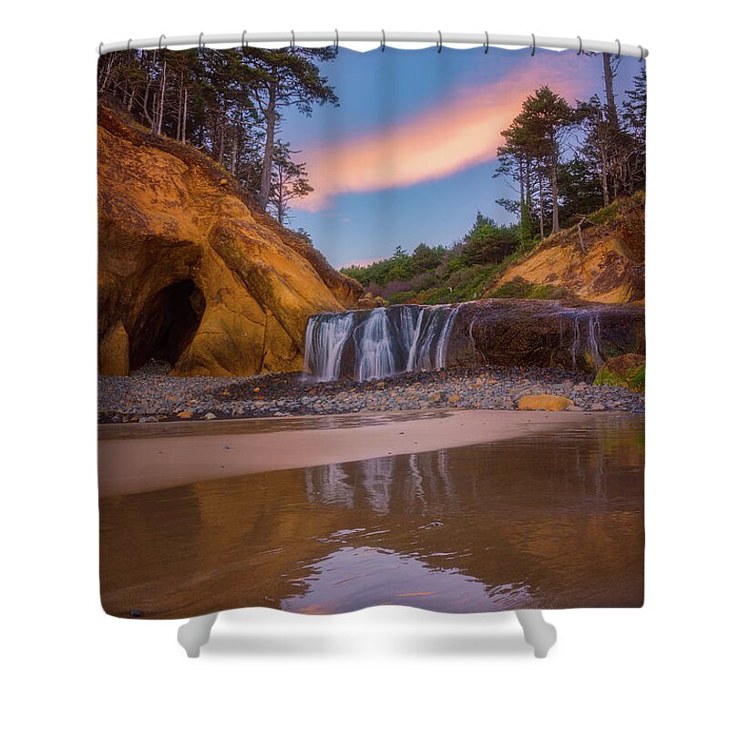 Waterfall Shower Curtain featuring the photograph Sunrise over Hug Point by Darren White