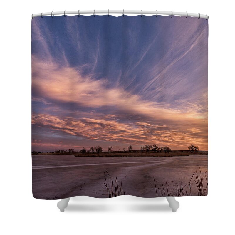 Sunrise Shower Curtain featuring the photograph Sunrise Over Ice by Tony Hake