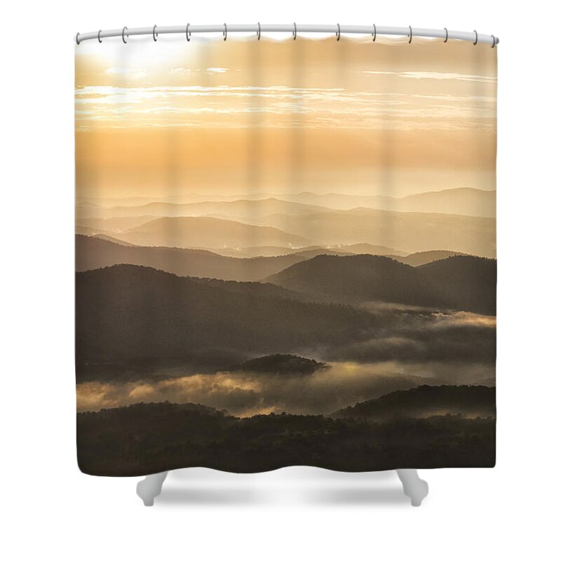 Sunrise Shower Curtain featuring the photograph Sunrise over the Blue Ridge Mountains by Paul Schreiber