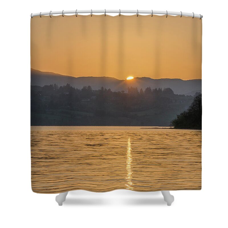 Sunrise Shower Curtain featuring the photograph Sunrise Over the Bluestack Mountains and Lough Eske in Donegal I by Bill Cannon