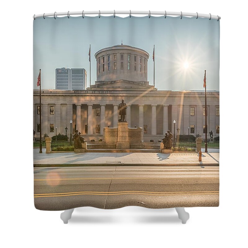 Sunrise Shower Curtain featuring the photograph Sunrise over the Statehouse by Keith Allen