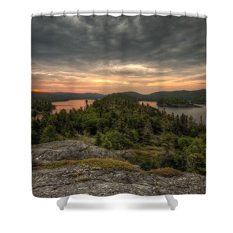 Bay Shower Curtain featuring the photograph Sunrise Pukaskwa by Jakub Sisak