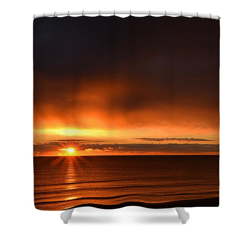 Sunrise Shower Curtain featuring the photograph Sunrise Rays by Nancy Landry