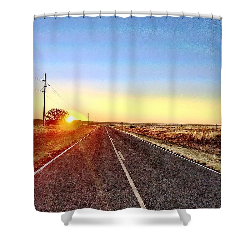 Sunrise Shower Curtain featuring the photograph Sunrise Road by Brad Hodges